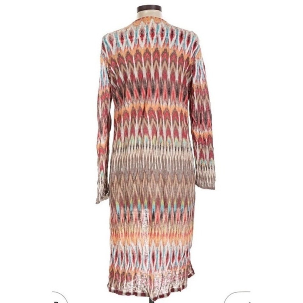 Chico's 2 Aztec‎ open front lightweight duster cardigan sweater Lg Boho Western